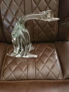 Clear HeavyGlass Swan/Duck/Heron Sculpture - Elegant Home Art 11" X 14.5 "X 4.5"